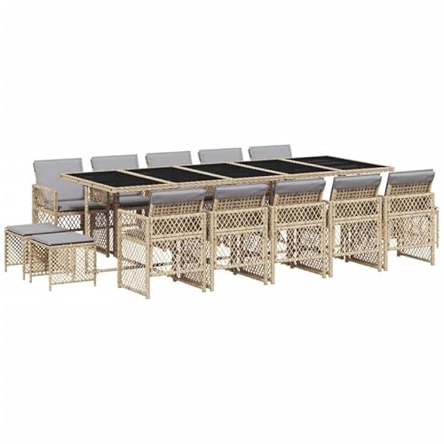 Eleganz 15-TLG. Garten-Essgruppe mit Kissen Beige | PE-Rattan, Pulverbeschichteter Stahl, Hartglas | Langlebig & Wetterfest | Perfekt für Terrasse & Garten Eleganz 15-TLG. Garten-Essgruppe mit Kissen Beige | PE-Rattan, Pulverbeschichteter Stahl, Hartglas | Langlebig & Wetterfest | Perfekt für Terrasse & Garten von Eleganz