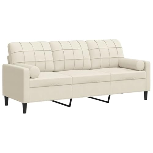 Eleganz 180 cm Samt Futon Sofa 3-Sitzer mit Zierkissen in Creme – Bequemes Wohnzimmer-Sofa für kleine Räume, langlebig und stilvoll von Eleganz