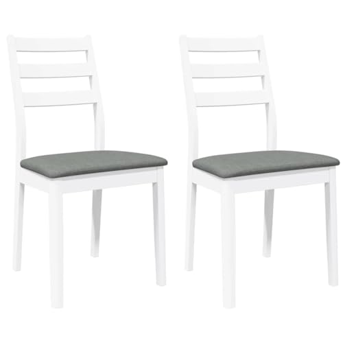Eleganz 2 Esszimmerstühle mit Kissen - Weiß Massivholz Gummibaum - Bequeme & Stabile Küchenstühle für Wohnzimmer oder Essbereich - Modern & Langlebig von Eleganz