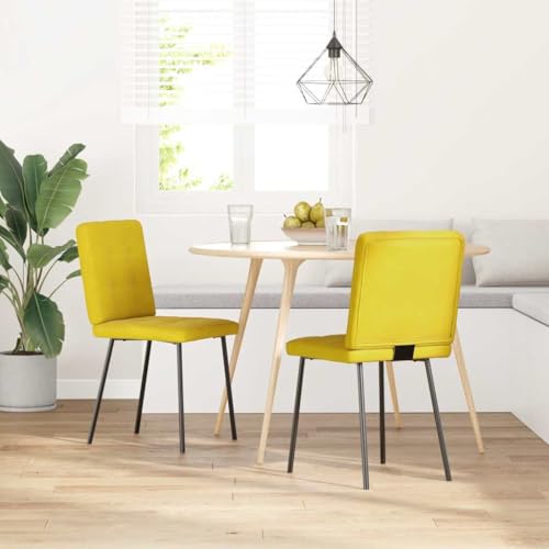 Eleganz 2 STK. Esszimmerstühle aus Gelbem Samt – Moderne Ottomane für Wohnzimmer & Essbereich, Bequem & Stilvoll – Ideal für kleine Räume von Eleganz