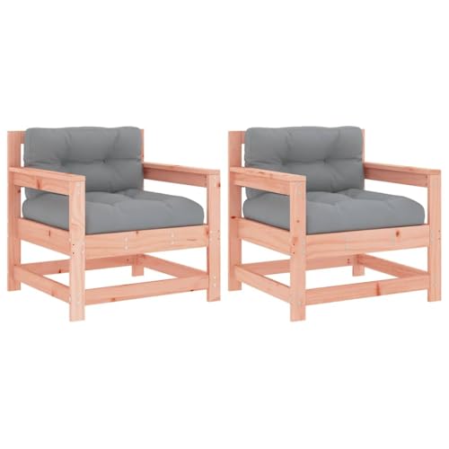Eleganz 2 STK. Gartenstühle mit Kissen aus massivem Douglasienholz – unbehandelt, langlebig & umweltfreundlich – perfekt für Terrasse & Garten von Eleganz