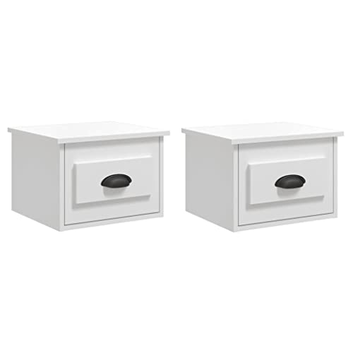 Eleganz 2 STK. Hochglanz-Weiße Wand-Nachttische aus Holzwerkstoff, 41,5x36x28 cm - Platzsparend & Modern für Schlafzimmer Eleganz 2 STK. Hochglanz-Weiße Wand-Nachttische aus Holzwerkstoff, 41,5x36x28 cm - Platzsparend & Modern für Schlafzimmer von Eleganz
