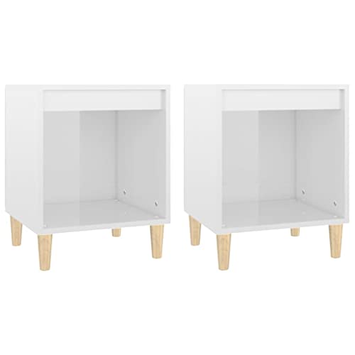 Eleganz 2 STK. Nachttische Hochglanz-Weiß 40x35x50 cm - Holzwerkstoff, modernes Design, platzsparend für Schlafzimmer von Eleganz