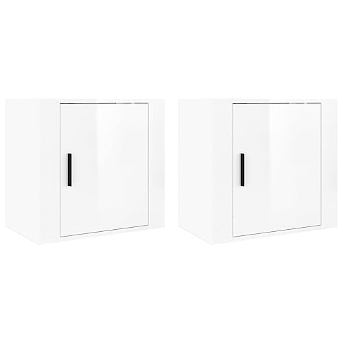 Eleganz 2 STK. Nachttische Hochglanz-Weiß 50x30x47 cm aus Holzwerkstoff - Modern & Platzsparend für Schlafzimmer von Eleganz