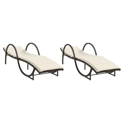 Eleganz 2 STK. Sonnenliegen mit Auflagen aus PE-Rattan & pulverbeschichtetem Stahl - Langlebig & pflegeleicht für Garten & Terrasse von Eleganz