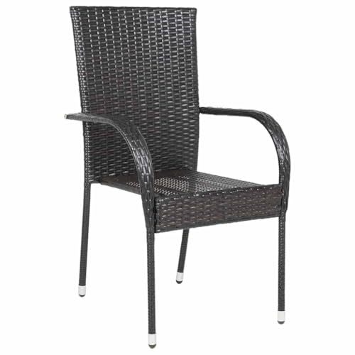 Eleganz 2 STK. stapelbare Gartenstühle aus PE-Rattan mit pulverbeschichtetem Stahlgestell – langlebig & platzsparend für Terrasse und Balkon von Eleganz