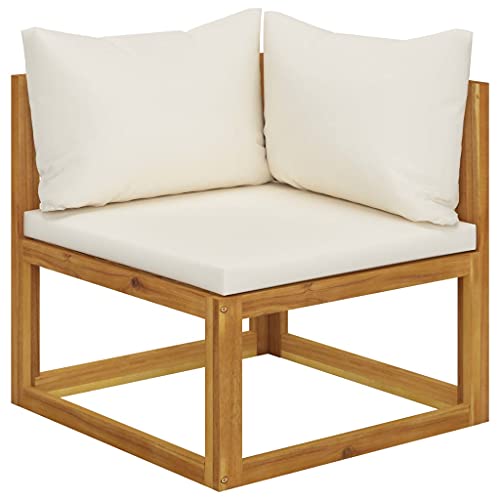 Eleganz 2-Sitzer Gartenbank aus massivem Akazienholz mit cremeweißen Kissen – Langlebiges Gartensitzmöbel mit Öl-Finish und 100% Polyester Bezug – Perfekt für Terrasse und Garten von Eleganz