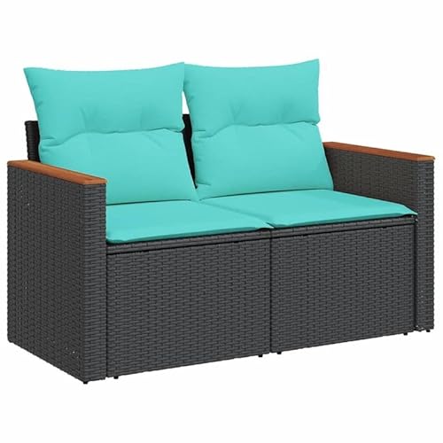 Eleganz 2-Sitzer Gartensofa Schwarz PE-Rattan mit Kissen – Pulverbeschichteter Stahl & Akazienholz – Bequemes Gartensitzmöbel für Terrasse & Garten Eleganz 2-Sitzer Gartensofa Schwarz PE-Rattan mit Kissen – Pulverbeschichteter Stahl & Akazienholz – Bequemes Gartensitzmöbel für Terrasse & Garten von Eleganz