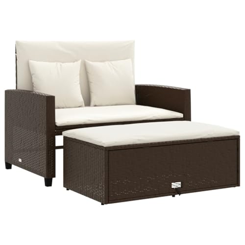 Eleganz 2-Sitzer Gartensofa aus PE-Rattan mit Kissen, pulverbeschichteter Stahlrahmen, wetterfest und langlebig, ideal für Garten, Terrasse oder Balkon von Eleganz