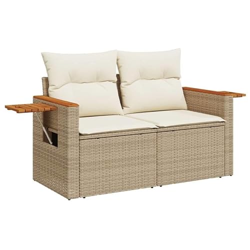 Eleganz 2-Sitzer Gartensofa aus PE-Rattan mit Kissen – Beiges Outdoor-Sofa mit pulverbeschichtetem Stahl & Akazienholz – Langlebiges Gartensitzmöbel für Terrasse oder Garten Eleganz 2-Sitzer Gartensofa aus PE-Rattan mit Kissen – Beiges Outdoor-Sofa mit pulverbeschichtetem Stahl & Akazienholz – Langlebiges Gartensitzmöbel für Terrasse oder Garten von Eleganz