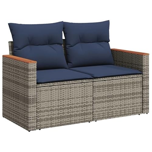 Eleganz 2-Sitzer Gartensofa aus PE-Rattan mit Kissen – Modernes Gartensitzmöbel für Terrasse & Garten, pulverbeschichteter Stahl & Akazienholz, wetterfest & bequem von Eleganz