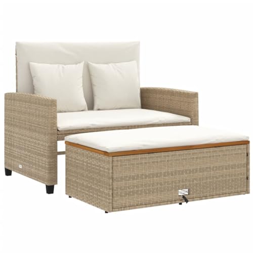 Eleganz 2-Sitzer Gartensofa aus PE-Rattan & Akazienholz - Beige, Pulverbeschichteter Stahl - Langlebig & Wetterfest - Perfekt für Terrasse & Garten Eleganz 2-Sitzer Gartensofa aus PE-Rattan & Akazienholz - Beige, Pulverbeschichteter Stahl - Langlebig & Wetterfest - Perfekt für Terrasse & Garten von Eleganz