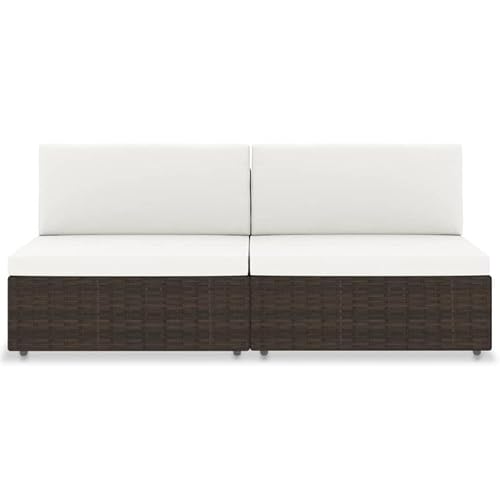 Eleganz 2-Sitzer Gartensofa aus PE-Rattan & Polyester – Modulares Sofa für Terrasse & Garten – Wetterfest & bequem mit pulverbeschichtetem Stahlgestell von Eleganz