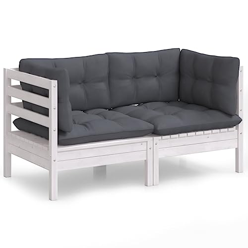 Eleganz 2-Sitzer Gartensofa aus massivem Kiefernholz mit Anthrazit Kissen – Langlebiges und stilvolles Gartensitzmöbel für Terrasse und Garten von Eleganz