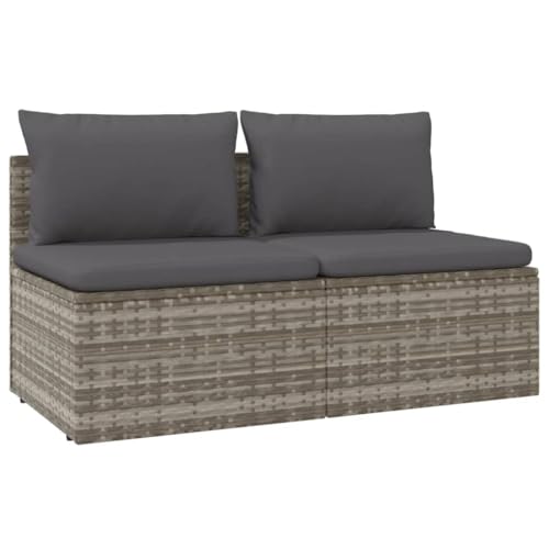 Eleganz 2-Sitzer Gartensofa mit Kissen – Graues PE-Rattan & Stahlgestell – Wetterfest & Langlebig – Perfekt für Terrasse & Garten von Eleganz