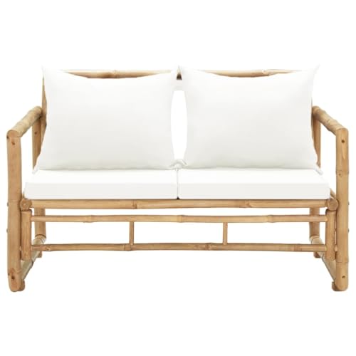 Eleganz 2-Sitzer Gartensofa mit Polstern aus Bambus – 100% Polyester, wetterfest & pflegeleicht – Perfekt für Terrasse & Garten – Modernes Design für gemütliche Stunden im Freien von Eleganz