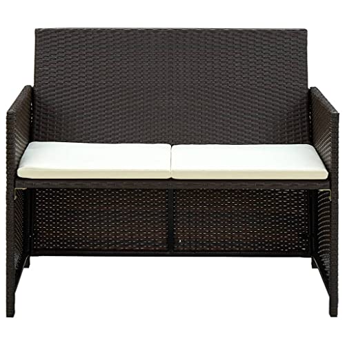 Eleganz 2-Sitzer Gartensofa mit Polstern aus PE-Rattan & Stahlrahmen - Langlebiges Outdoor-Sofa für Terrasse & Garten von Eleganz