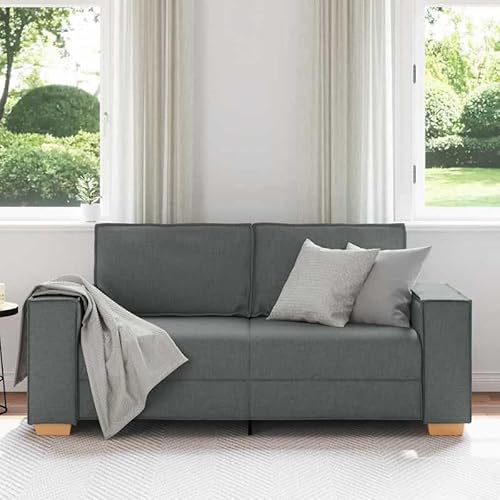 Eleganz 2-Sitzer Sofa Dunkelgrau 140 cm aus strapazierfähigem Stoff (100% Polyester) mit Metallfüßen - Komfortables Wohnzimmer-Sofa für kleine Räume von Eleganz