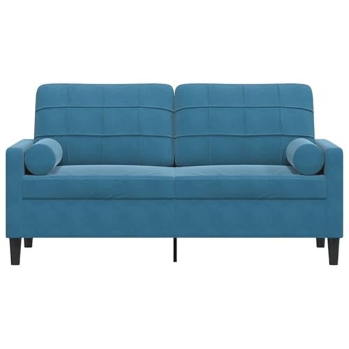 Eleganz 2-Sitzer-Sofa Futon Blau 140 cm Samt – Bequemes Futon-Sofa für Wohnzimmer oder Schlafzimmer mit Zierkissen, Platzsparend für Kleine Räume von Eleganz