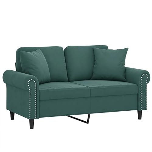 Eleganz 2-Sitzer-Sofa Futon mit Zierkissen, Dunkelgrün 120 cm Samt - Modernes Wohnzimmer Sofa für kleine Räume, bequem und langlebig Eleganz 2-Sitzer-Sofa Futon mit Zierkissen, Dunkelgrün 120 cm Samt - Modernes Wohnzimmer Sofa für kleine Räume, bequem und langlebig von Eleganz