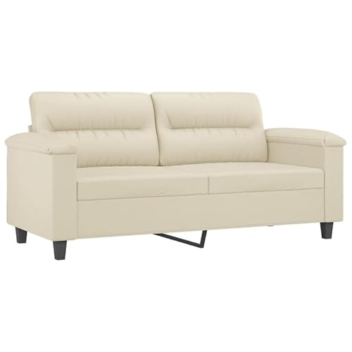 Eleganz 2-Sitzer-Sofa aus Kunstleder – Futon für Wohnzimmer oder Schlafzimmer – Modernes Design & Bequeme Sitzfläche – Ideal für kleine Räume – 140 cm Breite in Creme von Eleganz