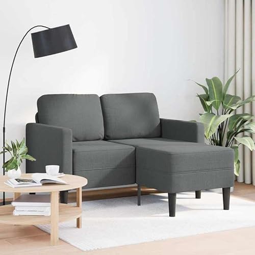 Eleganz 2-Sitzer-Sofa mit Chaiselongue L-Form für Wohnzimmer | Dunkelgrau 125 cm Stoff | Platzsparend & Bequem für Kleine Räume | Modernes Futon-Sofa von Eleganz
