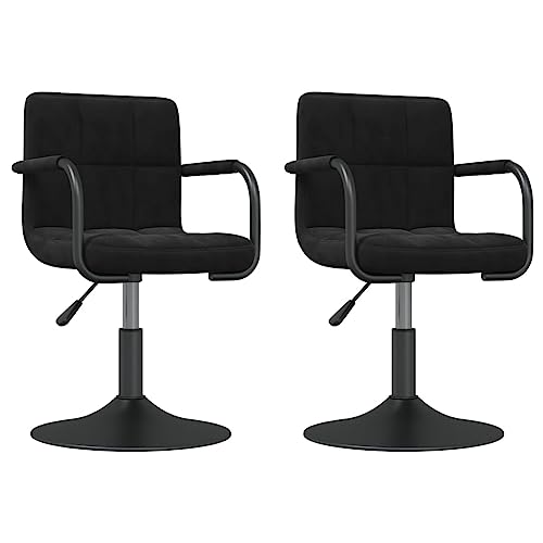 Eleganz 2 Stück Drehbare Esszimmerstühle Schwarz Samt – Moderne Drehstühle für Wohnzimmer & Küche, Bequeme & Stylische Esszimmerstühle für Ihr Zuhause von Eleganz