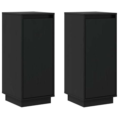 Eleganz 2 Stück Sideboard Set Schwarz | Massivholz Kiefer | Wohnzimmermöbel-Sets | Langlebig & Stilvoll | Perfekt für kleine Räume von Eleganz