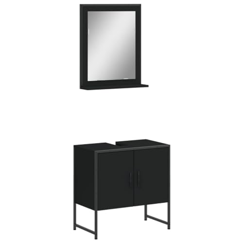 Eleganz 2-TLG. Badmöbel-Set aus Holzwerkstoff & pulverbeschichtetem Stahl - Modernes Badezimmermöbel-Set mit Glas für stilvolles Design von Eleganz