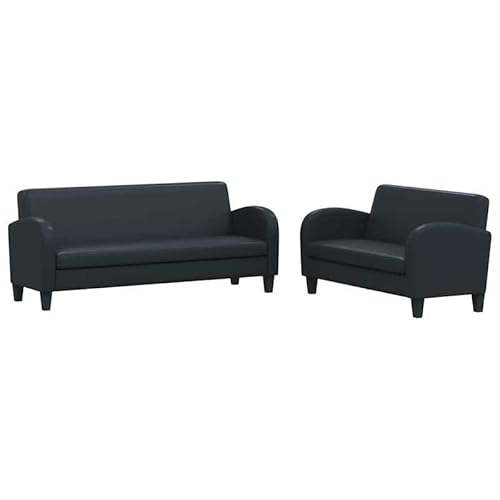 Eleganz 2-TLG. Futon-Set Kunstleder Schwarz - Modernes Sofa für Wohnzimmer oder Schlafzimmer - Langlebig & Pflegeleicht - Ideal für kleine Räume von Eleganz