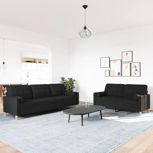 Eleganz 2-TLG. Futon Sofagarnitur für Wohnzimmer - Modernes Schwarz mit Dekokissen - Platzsparend & Bequem - Ideal für kleine Räume Eleganz 2-TLG. Futon Sofagarnitur für Wohnzimmer - Modernes Schwarz mit Dekokissen - Platzsparend & Bequem - Ideal für kleine Räume von Eleganz