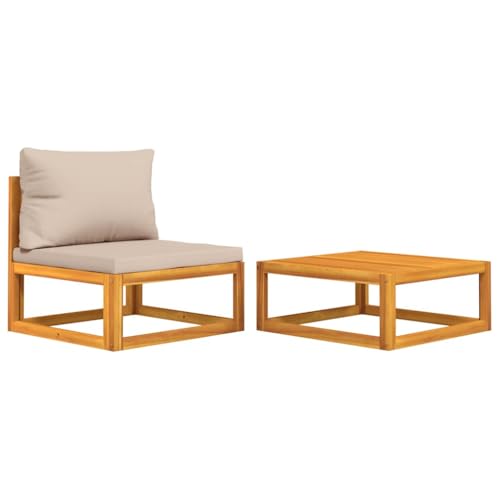 Eleganz 2-TLG. Garten-Sofa-Set mit Kissen aus Akazien-Massivholz, ölbehandelt – Langlebiges und stilvolles Gartensitzmöbel für Terrasse und Garten von Eleganz