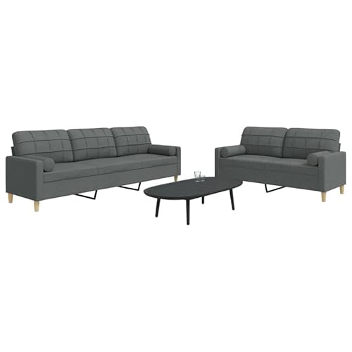 Eleganz 2-TLG. Sofagarnitur für Wohnzimmer mit Dekokissen – Dunkelgrau Stoff, Langlebig & Bequem, Platzsparend für Kleine Räume Eleganz 2-TLG. Sofagarnitur für Wohnzimmer mit Dekokissen – Dunkelgrau Stoff, Langlebig & Bequem, Platzsparend für Kleine Räume von Eleganz