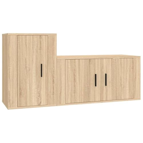 Eleganz 2-TLG. TV-Schrank-Set Sonoma-Eiche aus Holzwerkstoff – Moderner TV-Unterbau für Wohnzimmer & Home-Entertainment, Stauraum für Lautsprecher & Medien, stabile Aufbewahrung Eleganz 2-TLG. TV-Schrank-Set Sonoma-Eiche aus Holzwerkstoff – Moderner TV-Unterbau für Wohnzimmer & Home-Entertainment, Stauraum für Lautsprecher & Medien, stabile Aufbewahrung von Eleganz