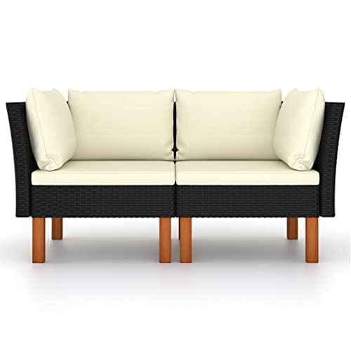 Eleganz 2er-Set Ecksofas aus PE-Rattan & Eukalyptusholz - Langlebiges Gartensitzmöbel mit Pulverbeschichtung & Ölfinish - Perfekt für Terrasse & Garten von Eleganz