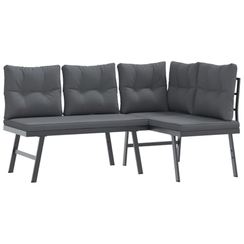 Eleganz 2er-Set Gartenbänke mit Kissen - Schwarz, Pulverbeschichteter Stahl - Langlebig & Wetterfest - Perfekt für Garten, Terrasse oder Balkon Eleganz 2er-Set Gartenbänke mit Kissen - Schwarz, Pulverbeschichteter Stahl - Langlebig & Wetterfest - Perfekt für Garten, Terrasse oder Balkon von Eleganz