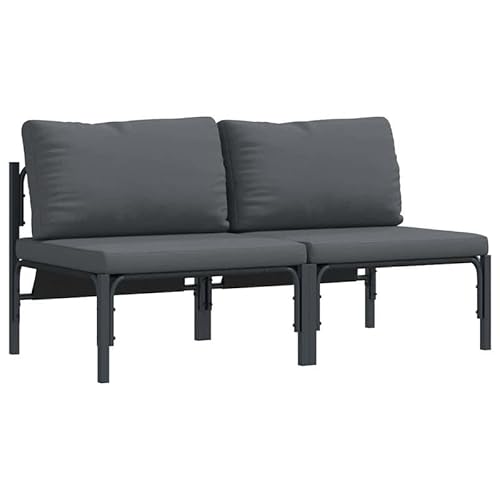 Eleganz 2er-Set Gartenmöbel aus Stahl mit Kissen - Modernes Gartensitzmöbel in Anthrazit - Wetterfest & Komfortabel für Terrasse und Garten von Eleganz