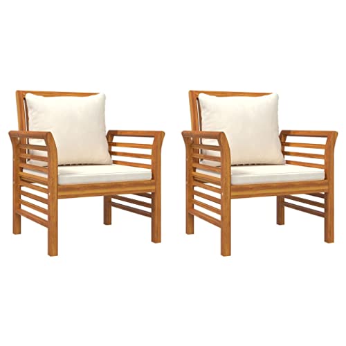 Eleganz 2er Set Gartensessel aus massivem Akazienholz mit cremeweißen Kissen – Langlebiges und stilvolles Gartensitzmöbel für Terrasse und Garten Eleganz 2er Set Gartensessel aus massivem Akazienholz mit cremeweißen Kissen – Langlebiges und stilvolles Gartensitzmöbel für Terrasse und Garten von Eleganz