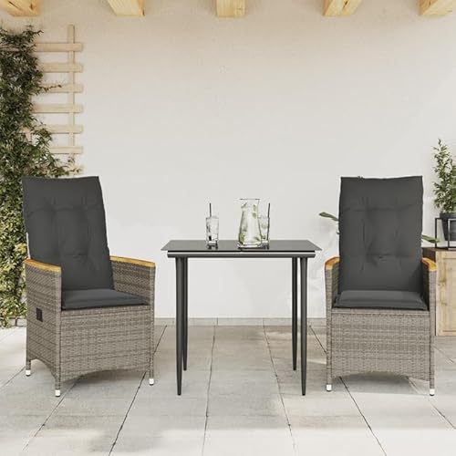 Eleganz 2er-Set Gartensessel mit Kissen - Verstellbare PE-Rattan Sitzgruppe mit pulverbeschichtetem Stahl & Akazienholz - Gemütliche Lounge-Möbel für Garten, Terrasse oder Balkon Eleganz 2er-Set Gartensessel mit Kissen - Verstellbare PE-Rattan Sitzgruppe mit pulverbeschichtetem Stahl & Akazienholz - Gemütliche Lounge-Möbel für Garten, Terrasse oder Balkon von Eleganz