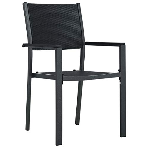 Eleganz 2er-Set Gartenstühle Schwarz Kunststoff Rattan-Optik mit Stahlgestell - Langlebig & Wetterfest - Perfekt für Terrasse, Balkon oder Garten von Eleganz