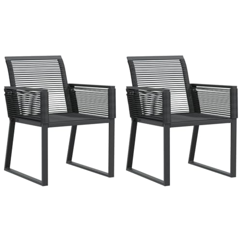 Eleganz 2er-Set Gartenstühle Schwarz PE-Rattan mit pulverbeschichtetem Stahl - Langlebig & Wetterfest - Perfekt für Terrasse & Garten von Eleganz