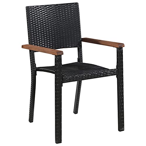 Eleganz 2er-Set Gartenstühle aus PE-Rattan mit Akazienholz-Armlehnen & pulverbeschichtetem Stahlrahmen - Langlebig & Wetterfest für Terrasse & Garten von Eleganz