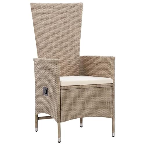 Eleganz 2er-Set Gartenstühle mit Auflagen aus PE-Rattan und pulverbeschichtetem Stahl - Beige, langlebig & wetterfest für Terrasse, Balkon und Garten - Komfortables Gartensitzmöbel von Eleganz