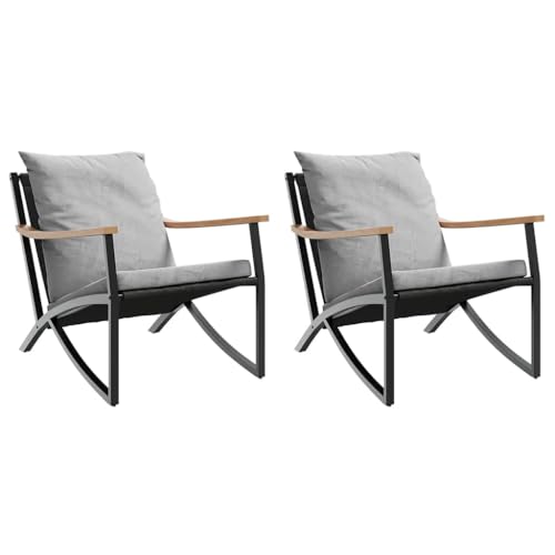 Eleganz 2er-Set Gartenstühle mit Kissen - Schwarz, pulverbeschichteter Stahl & wetterfeste Textilien - Perfekt für Terrasse & Garten - Komfortabel & langlebig von Eleganz