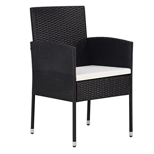 Eleganz 2er Set Gartenstühle mit Kissen - Schwarz Polyrattan & Cremeweiß - Wetterfest & Bequem für Terrasse, Balkon oder Garten Eleganz 2er Set Gartenstühle mit Kissen - Schwarz Polyrattan & Cremeweiß - Wetterfest & Bequem für Terrasse, Balkon oder Garten von Eleganz