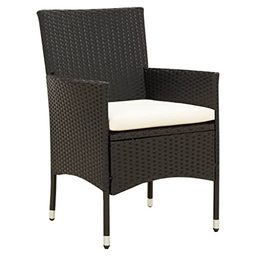 Eleganz 2er-Set Gartenstühle mit Kissen aus Poly Rattan & Stahl - Schwarz, 100% Polyester Bezug - Perfekt für Terrasse & Garten - Langlebig & Wetterfest von Eleganz