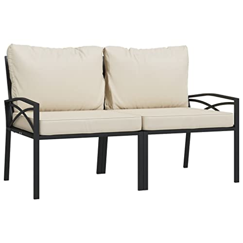 Eleganz 2er-Set Gartenstühle mit Sandfarbigen Kissen - Pulverbeschichteter Stahl, 62x75x79 cm - Langlebig & Wetterfest - Perfekt für Terrasse & Garten von Eleganz