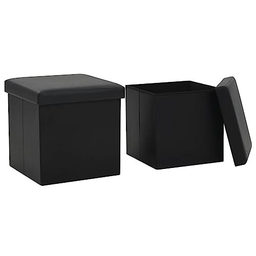 Eleganz 2er Set Hocker mit Stauraum - Schwarz Kunstleder, Platzsparende Sitzhocker für Wohnzimmer, Schlafzimmer oder Flur, Stabile & Bequeme Stühle mit verstecktem Staufach Eleganz 2er Set Hocker mit Stauraum - Schwarz Kunstleder, Platzsparende Sitzhocker für Wohnzimmer, Schlafzimmer oder Flur, Stabile & Bequeme Stühle mit verstecktem Staufach von Eleganz