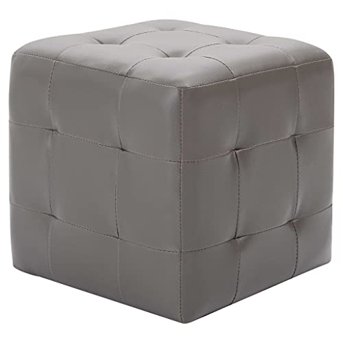Eleganz 2er Set Pouf Grau 30x30x30 cm aus Kunstleder - Moderner Futon für Wohnzimmer, Schlafzimmer & Balkon - Bequeme Sitzhocker für kleine Räume von Eleganz