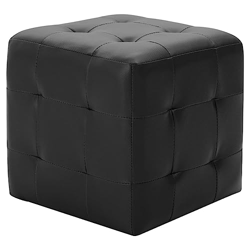 Eleganz 2er Set Pouf Schwarz 30x30x30 cm Kunstleder – Moderner Hocker für Wohnzimmer, Schlafzimmer oder Balkon – Platzsparend & Strapazierfähig – Ideal für kleine Räume & Gastgeber von Eleganz